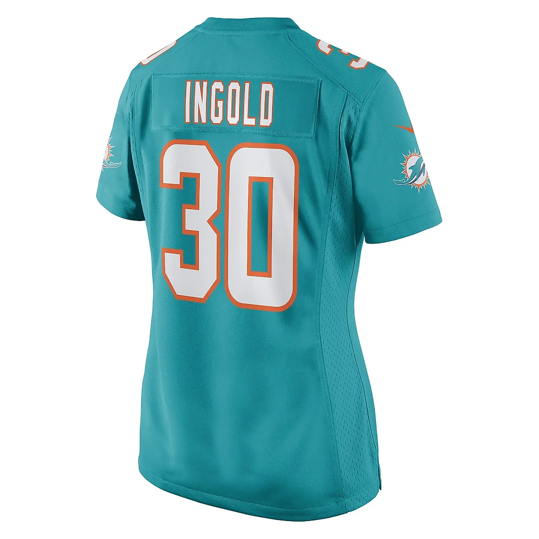 Zennovawear Women's Miami Dolphins Alec Ingold Aqua Game Player Jersey