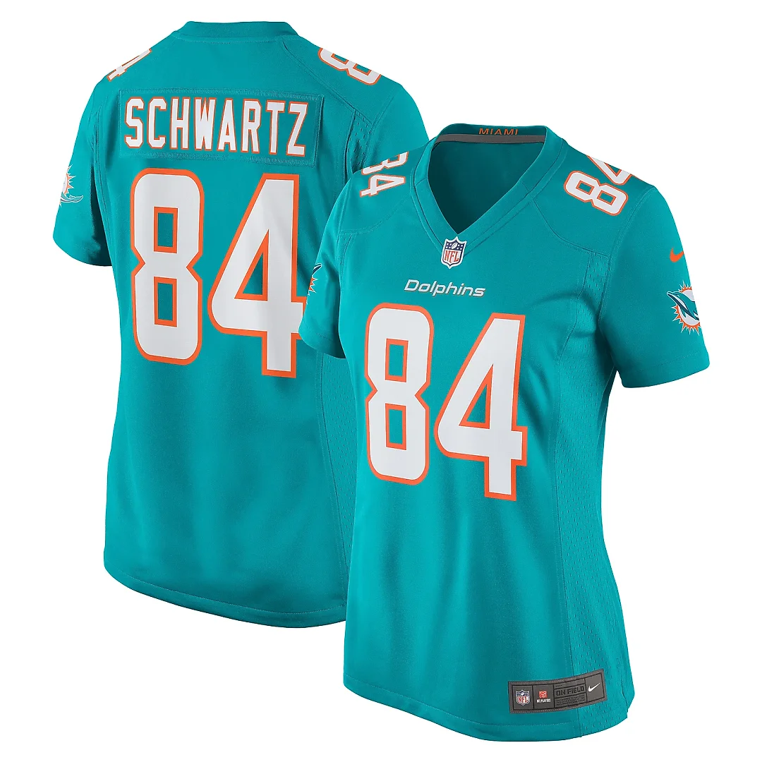 Zennovawear Women's Miami Dolphins Anthony Schwartz Aqua Team Game Jersey