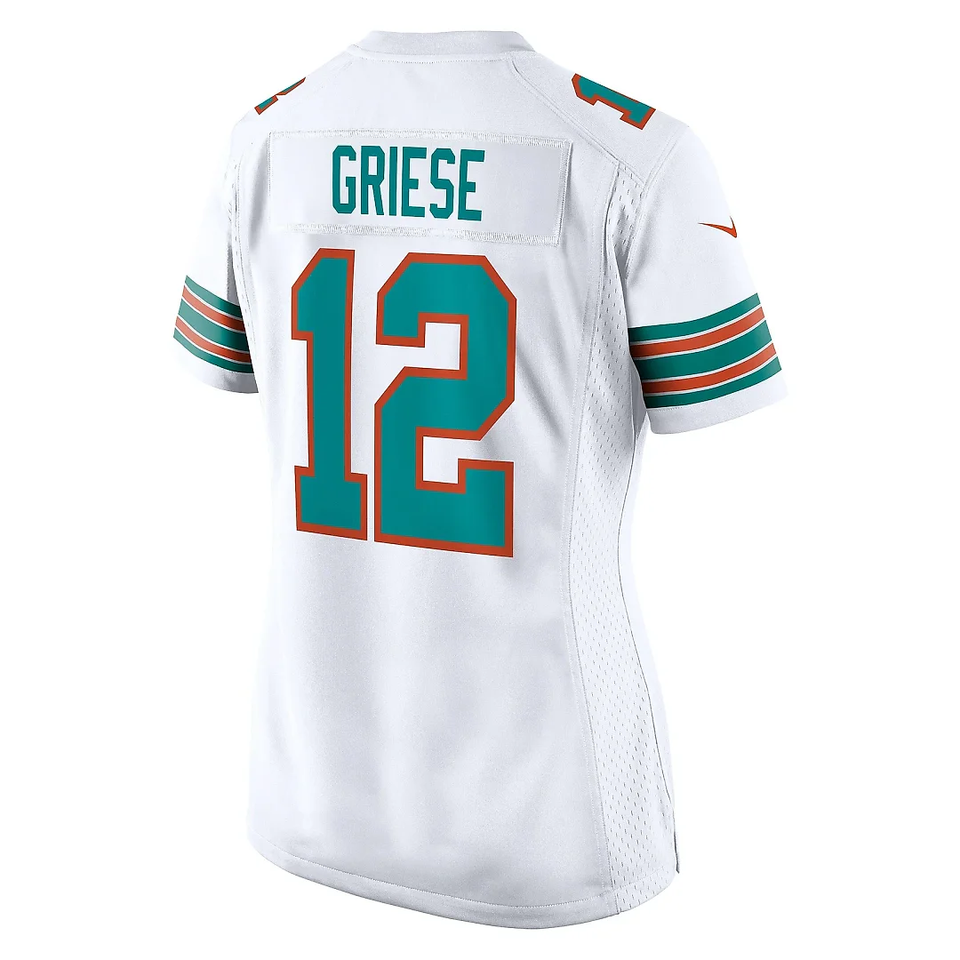 Zennovawear Women's Miami Dolphins Bob Griese White Retired Player Jersey