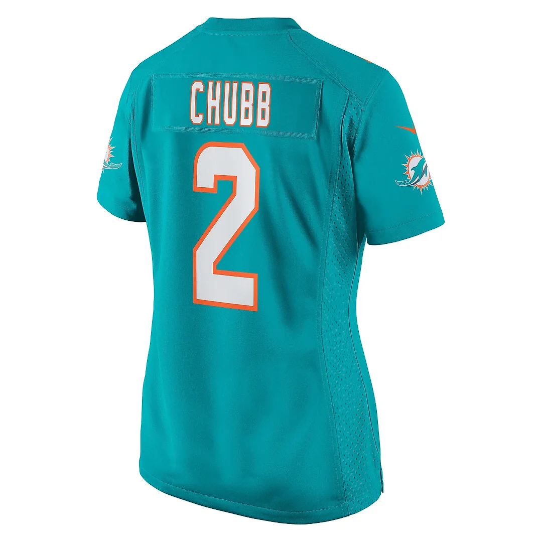 Zennovawear Women's Miami Dolphins Bradley Chubb Aqua Game Player Jersey