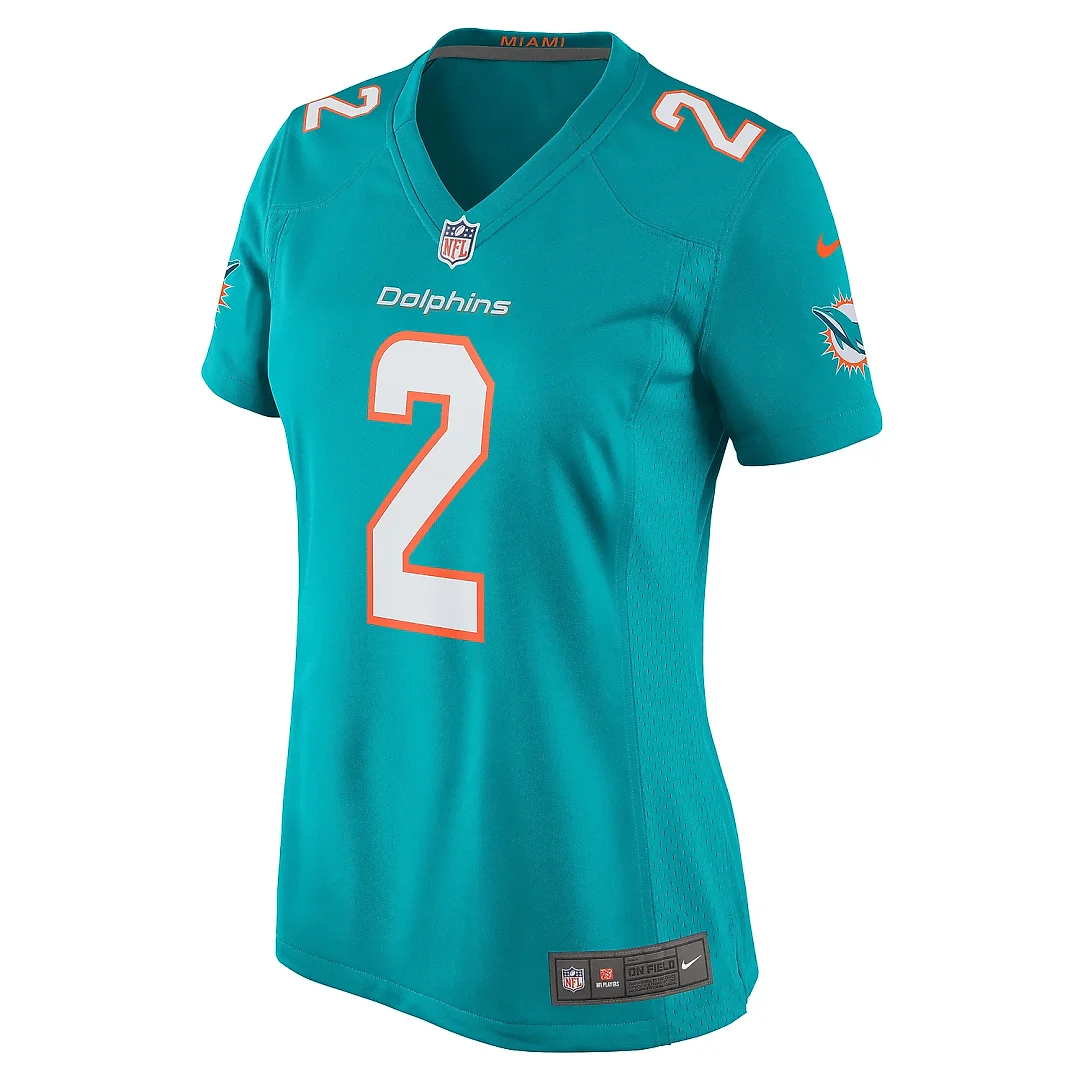 Zennovawear Women's Miami Dolphins Bradley Chubb Aqua Game Player Jersey