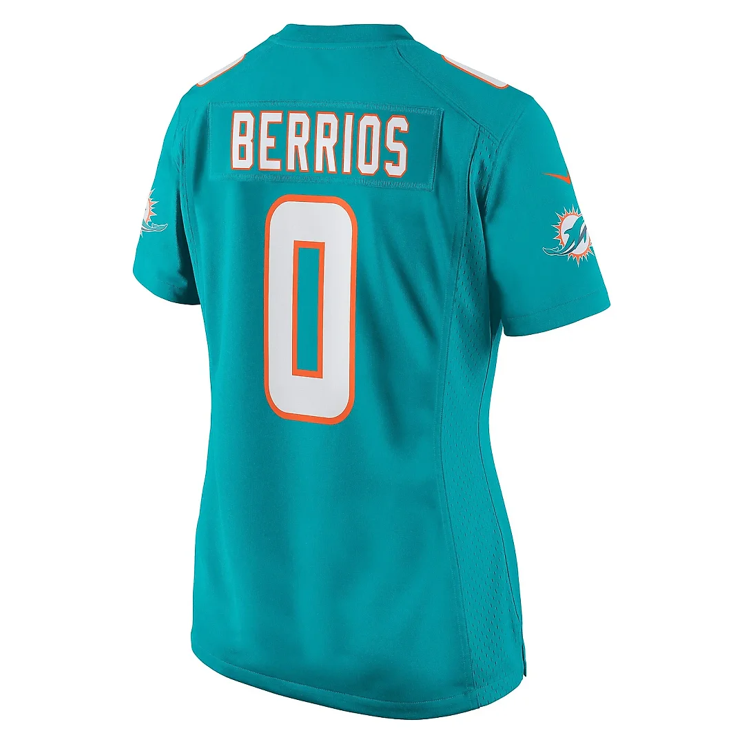 Zennovawear Women's Miami Dolphins Braxton Berrios Aqua Game Jersey