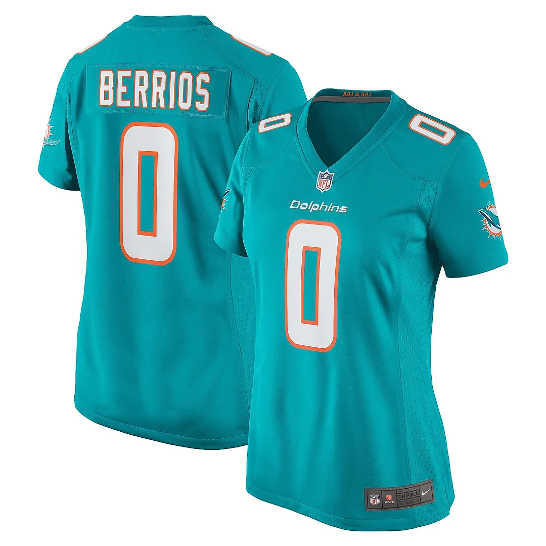 Zennovawear Women's Miami Dolphins Braxton Berrios Aqua Game Jersey