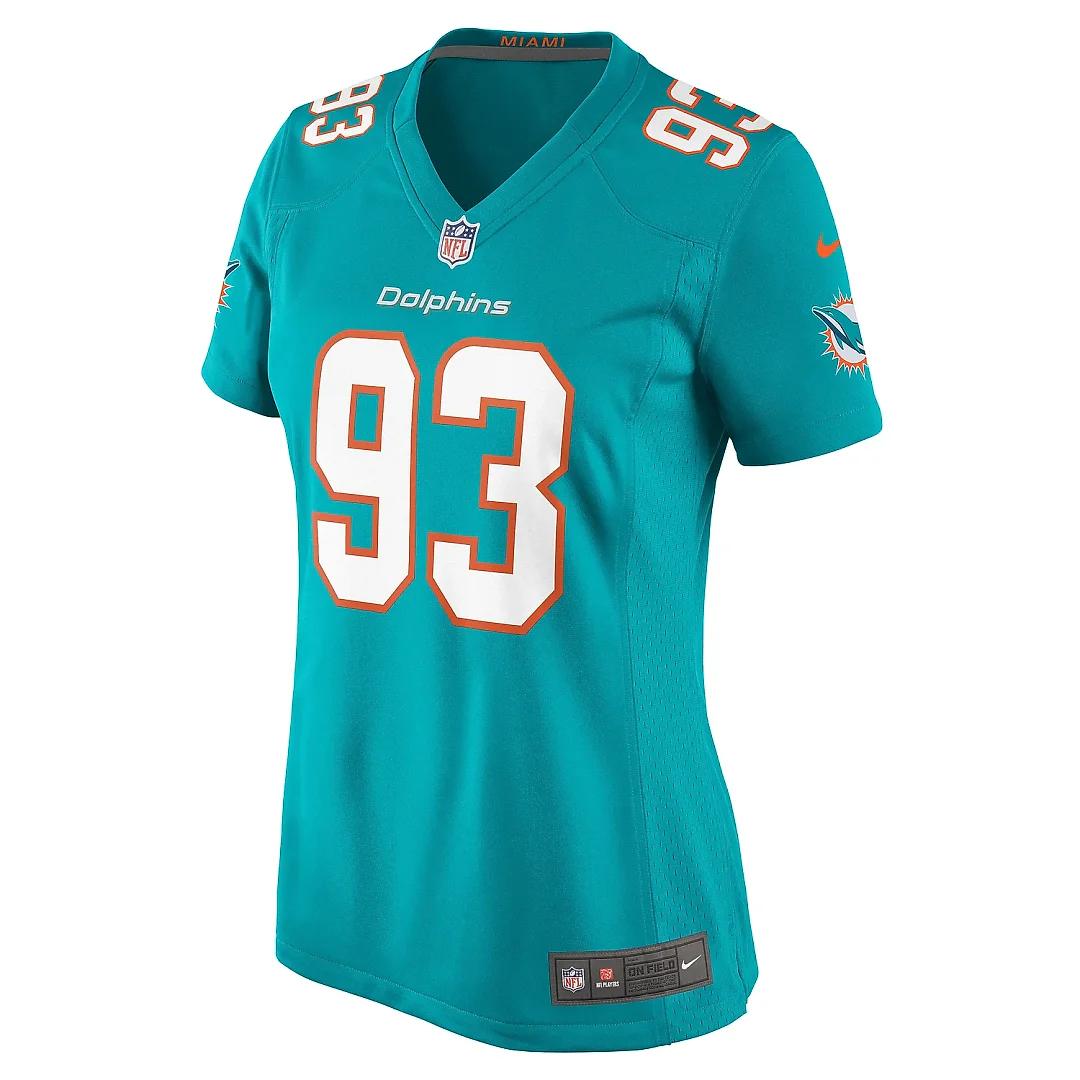 Zennovawear Women's Miami Dolphins Calais Campbell Aqua Game Jersey