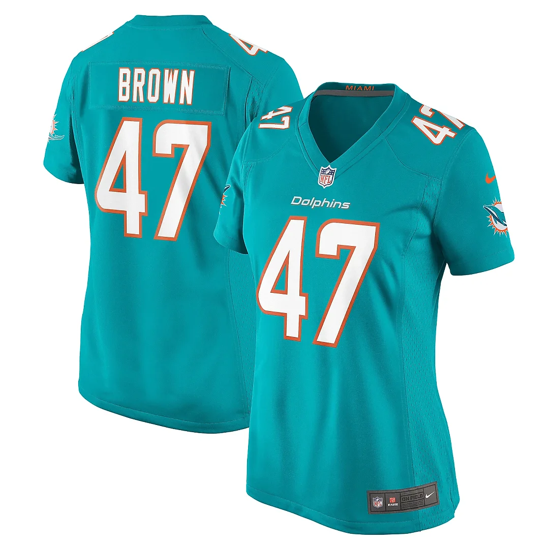 Zennovawear Women's Miami Dolphins Cam Brown Aqua Game Jersey