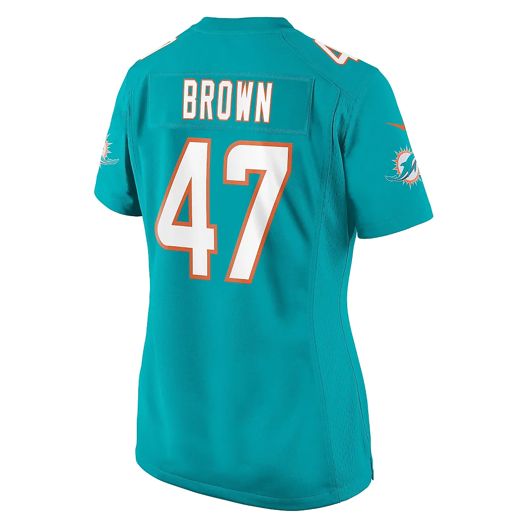 Zennovawear Women's Miami Dolphins Cam Brown Aqua Game Jersey