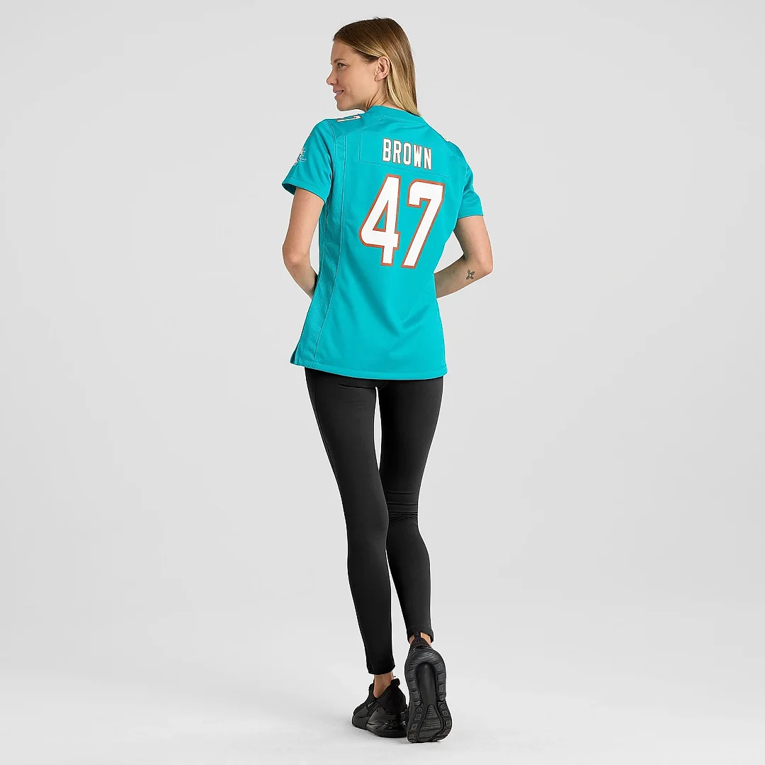 Zennovawear Women's Miami Dolphins Cam Brown Aqua Game Jersey