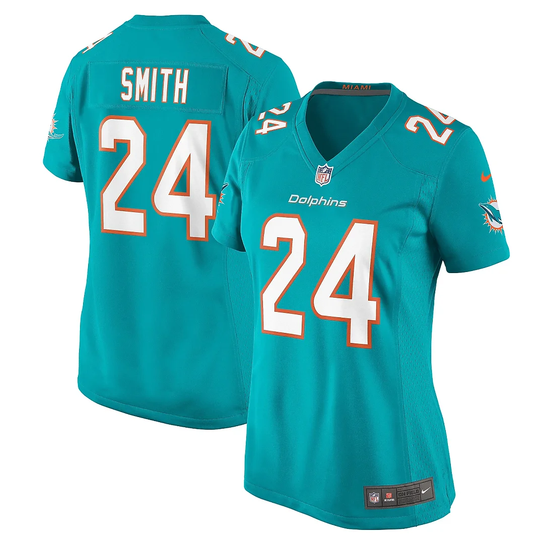 Zennovawear Women's Miami Dolphins Cam Smith Aqua Game Jersey