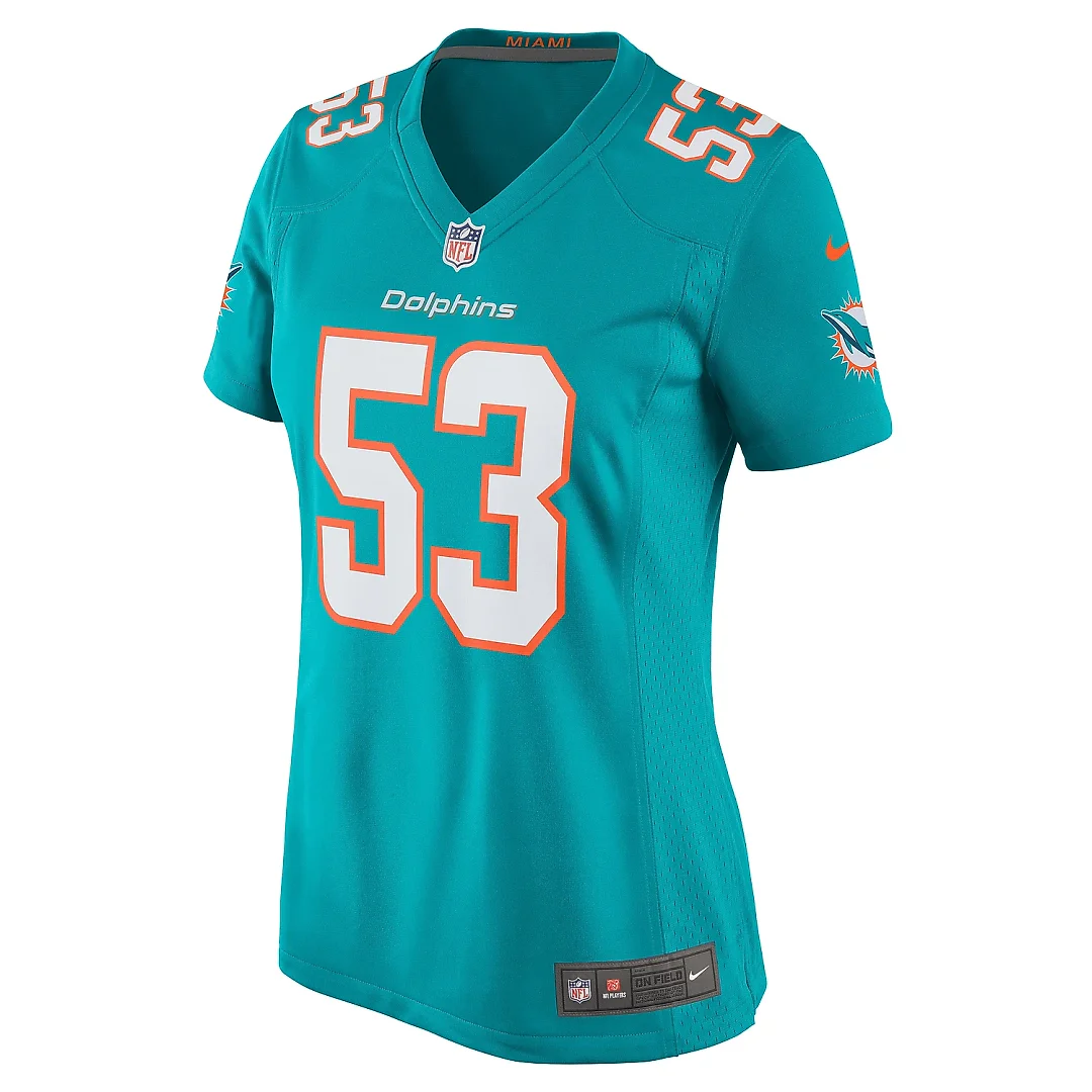 Zennovawear Women's Miami Dolphins Cameron Goode Aqua Game Player Jersey