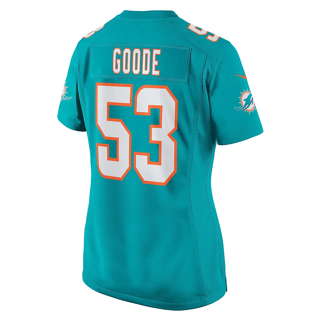 Zennovawear Women's Miami Dolphins Cameron Goode Aqua Game Player Jersey