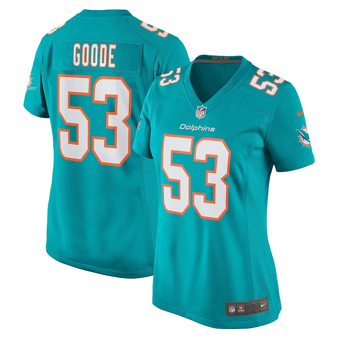 Zennovawear Women's Miami Dolphins Cameron Goode Aqua Game Player Jersey