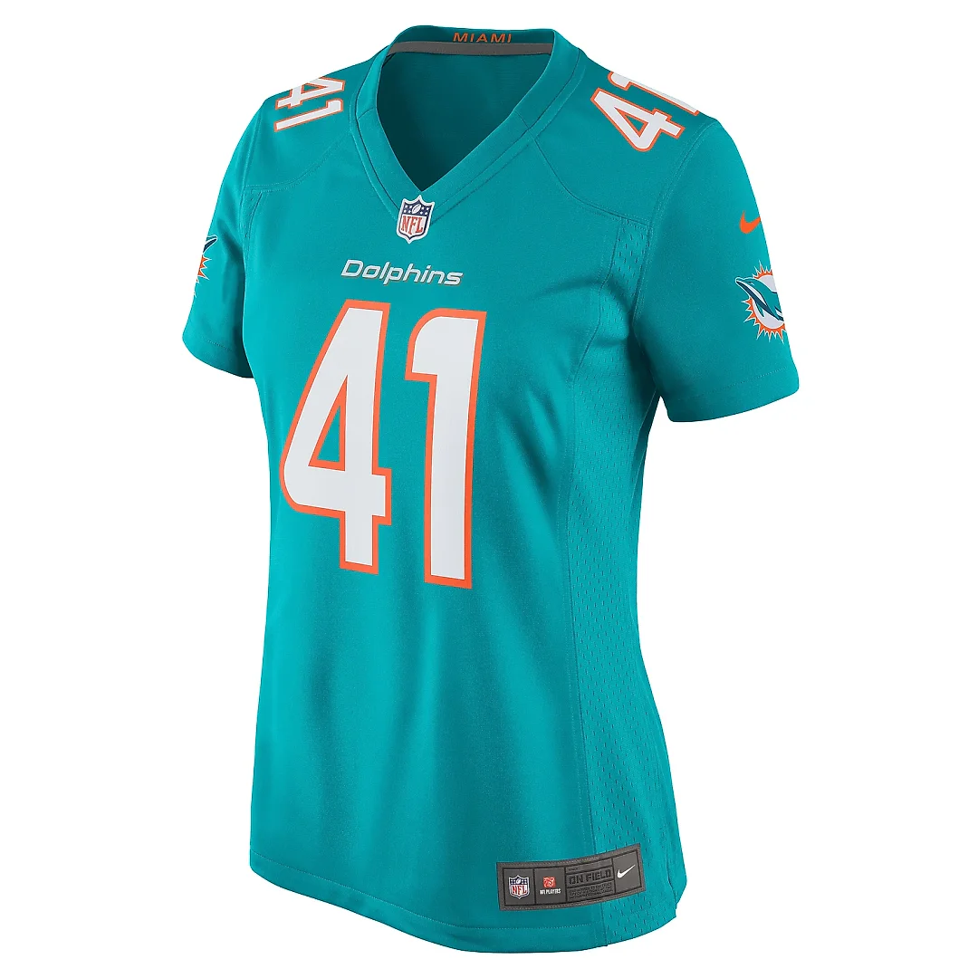 Zennovawear Women's Miami Dolphins Channing Tindall Aqua Game Player Jersey