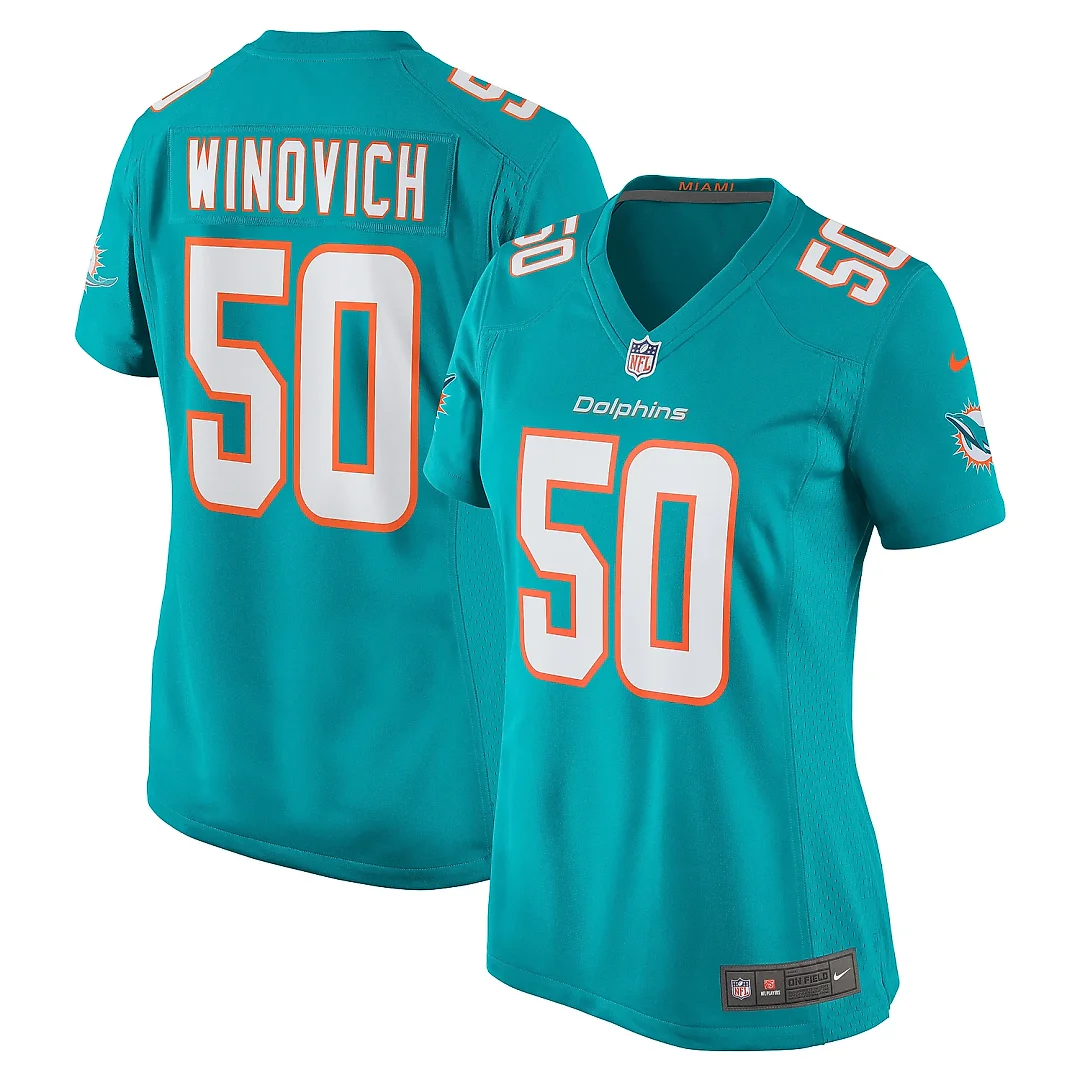Zennovawear Women's Miami Dolphins Chase Winovich Aqua Team Game Jersey