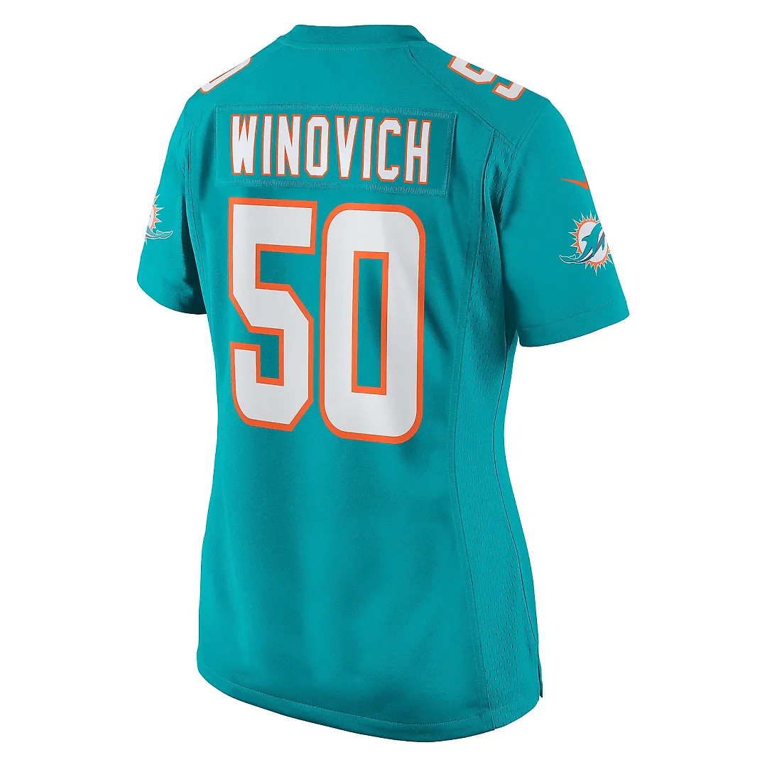 Zennovawear Women's Miami Dolphins Chase Winovich Aqua Team Game Jersey