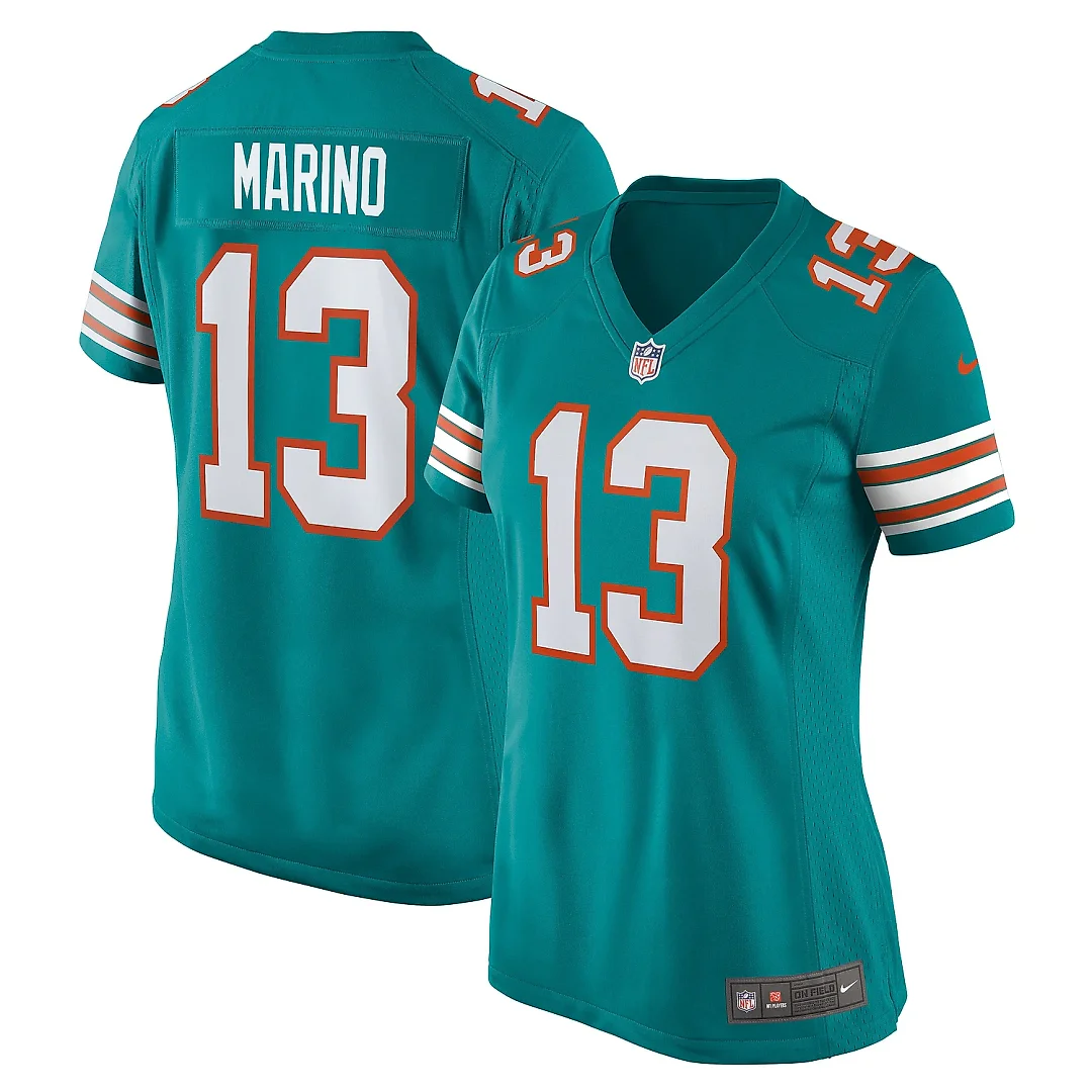 Zennovawear Women's Miami Dolphins Dan Marino Aqua Retired Player Jersey