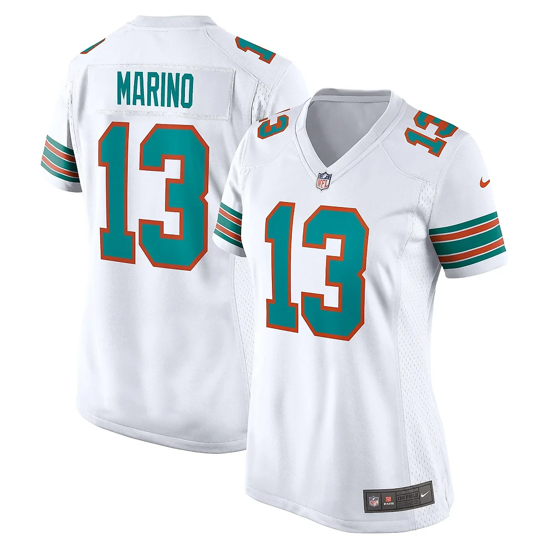 Zennovawear Women's Miami Dolphins Dan Marino White Retired Player Jersey