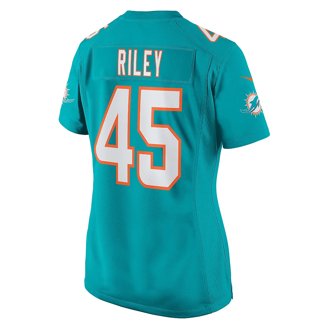Zennovawear Women's Miami Dolphins Duke Riley Aqua Game Jersey