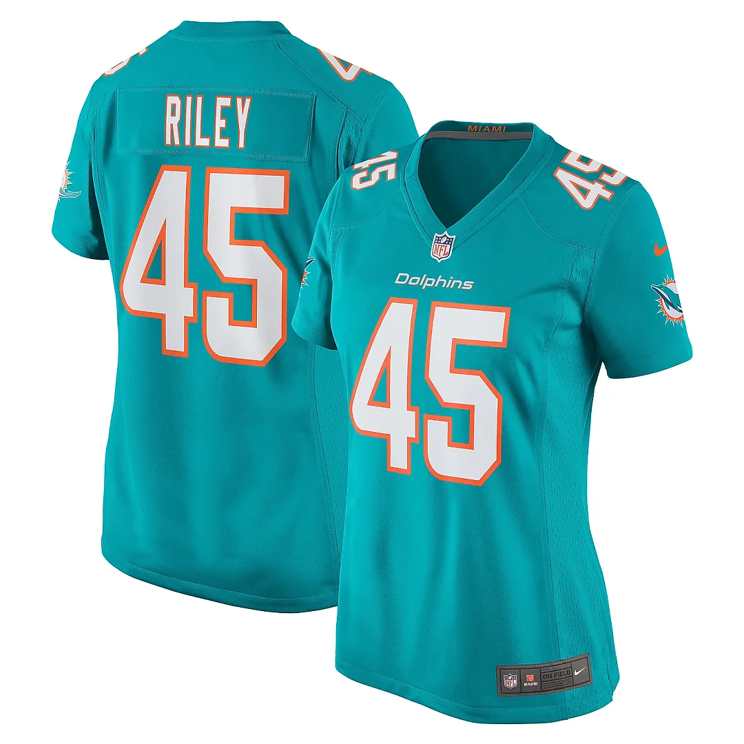 Zennovawear Women's Miami Dolphins Duke Riley Aqua Game Jersey