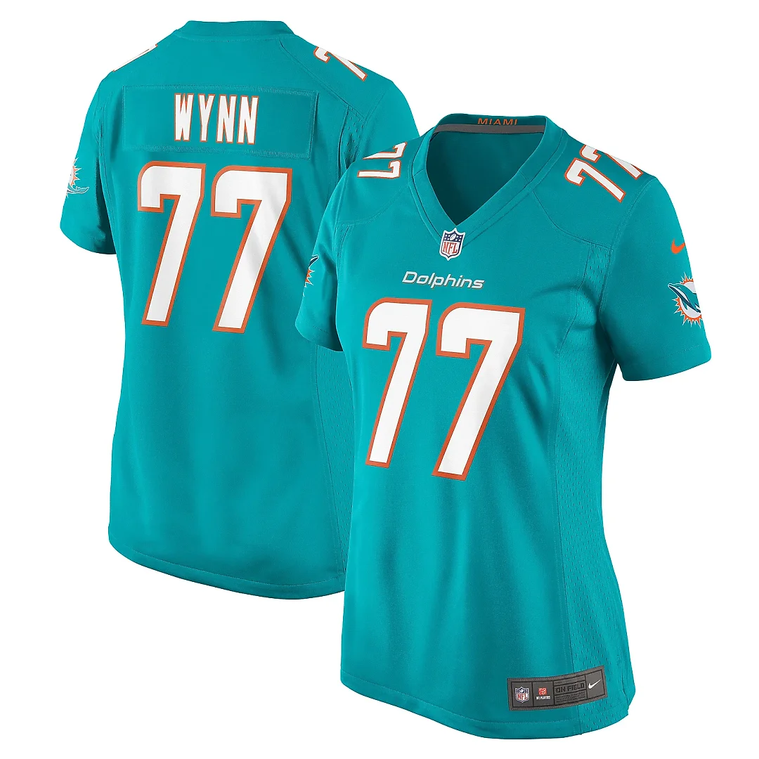 Zennovawear Women's Miami Dolphins Isaiah Wynn Aqua Game Jersey