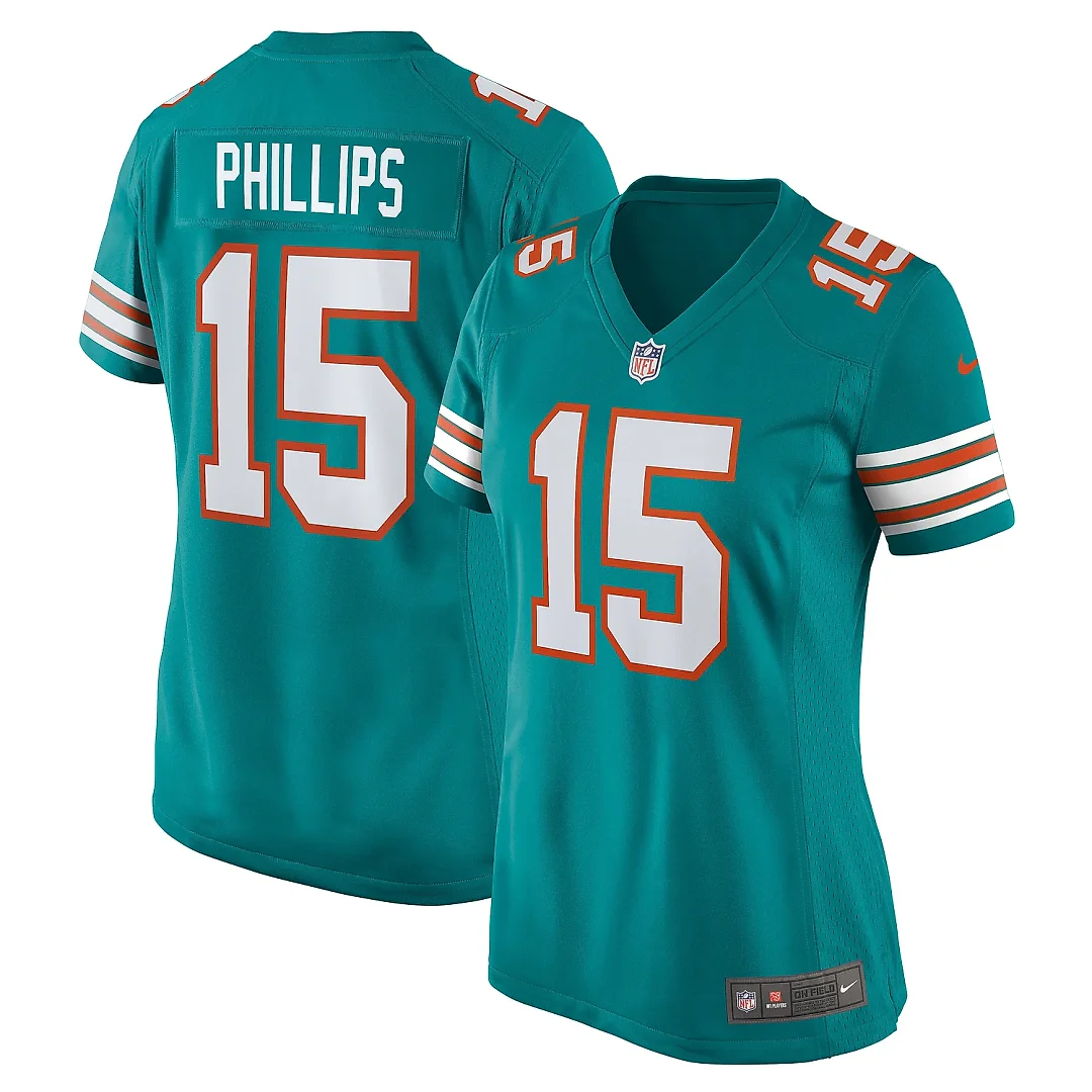Zennovawear Women's Miami Dolphins Jaelan Phillips Aqua Alternate Game Jersey