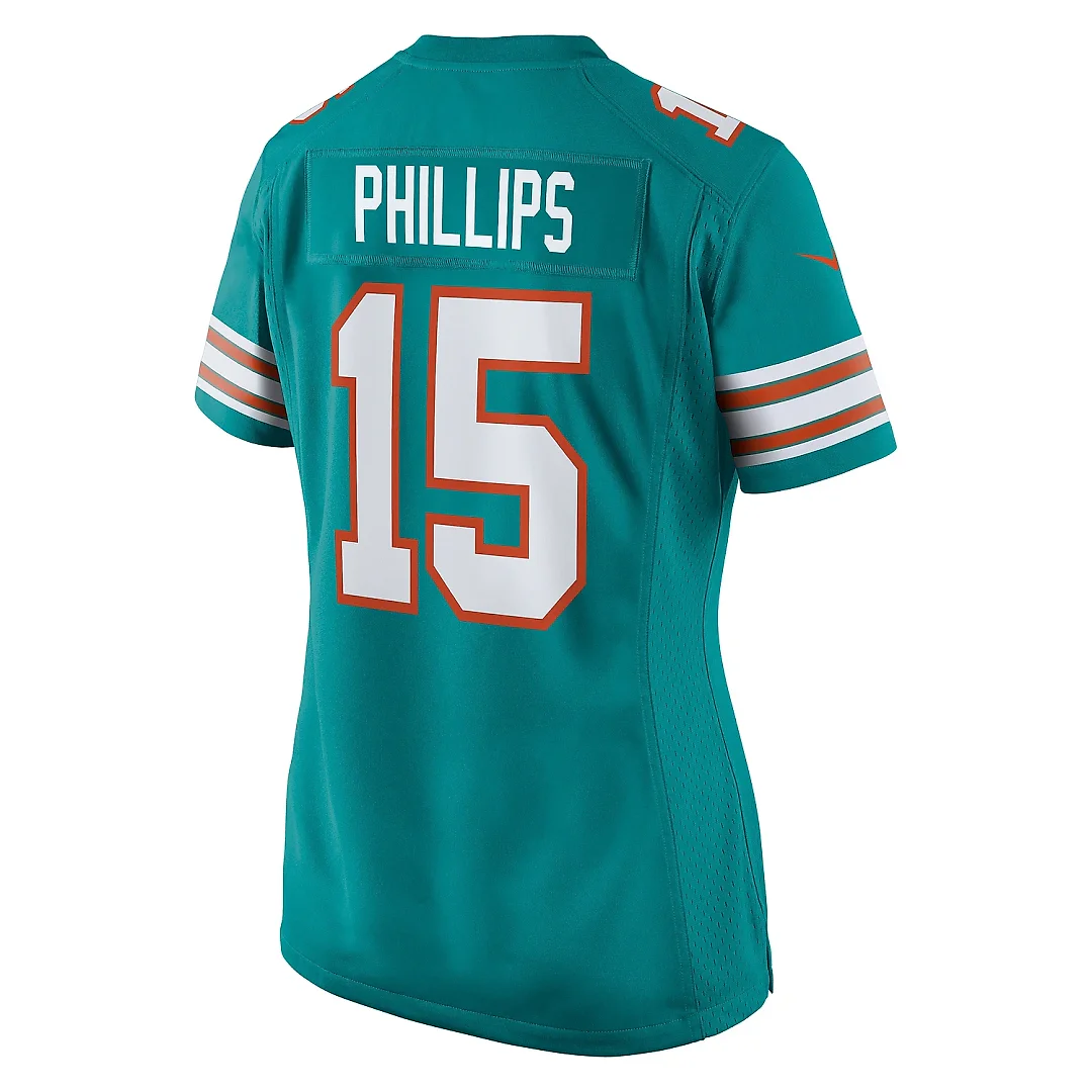 Zennovawear Women's Miami Dolphins Jaelan Phillips Aqua Alternate Game Jersey