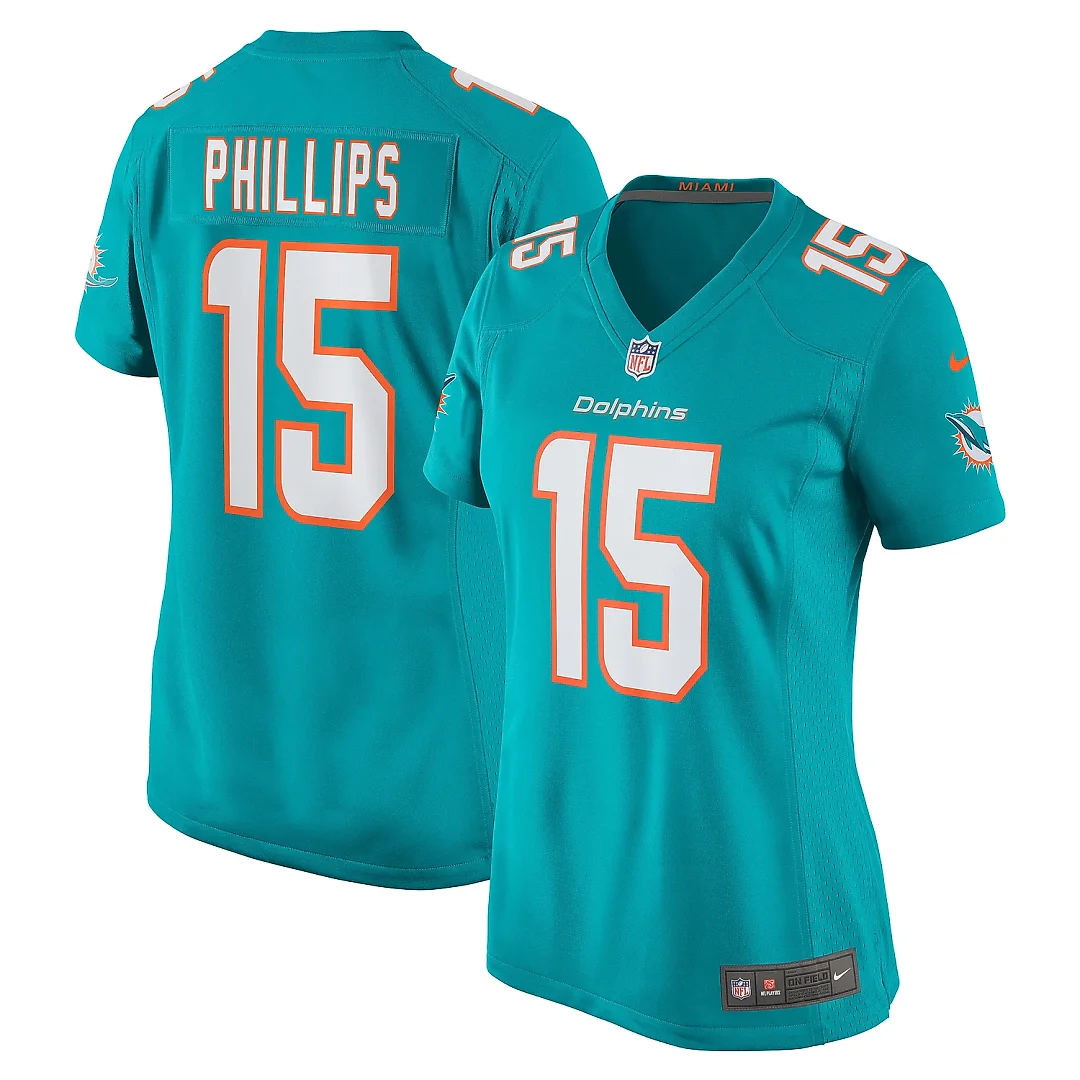 Zennovawear Women's Miami Dolphins Jaelan Phillips Aqua Game Player Jersey