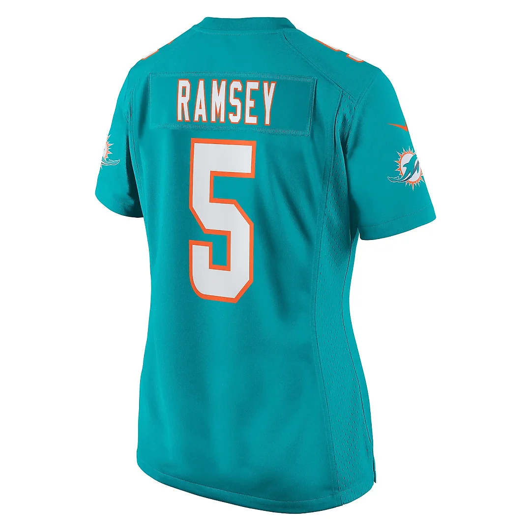 Zennovawear Women's Miami Dolphins Jalen Ramsey Aqua Player Jersey