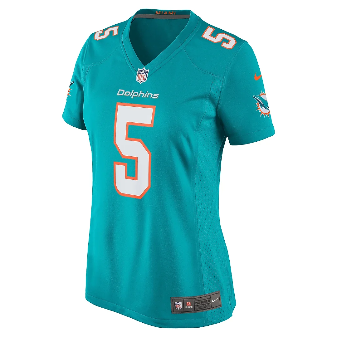 Zennovawear Women's Miami Dolphins Jalen Ramsey Aqua Player Jersey