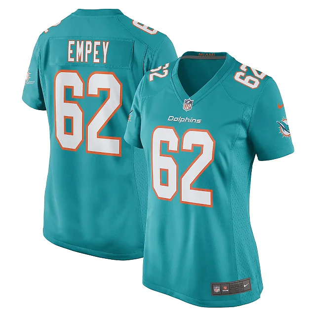 Zennovawear Women's Miami Dolphins James Empey Aqua Game Player Jersey