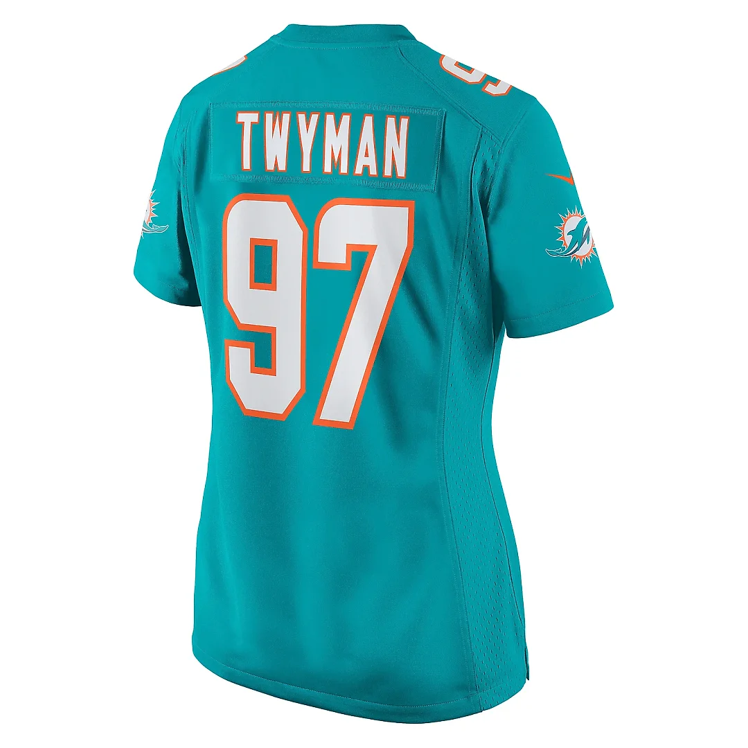 Zennovawear Women's Miami Dolphins Jaylen Twyman Aqua Home Game Player Jersey