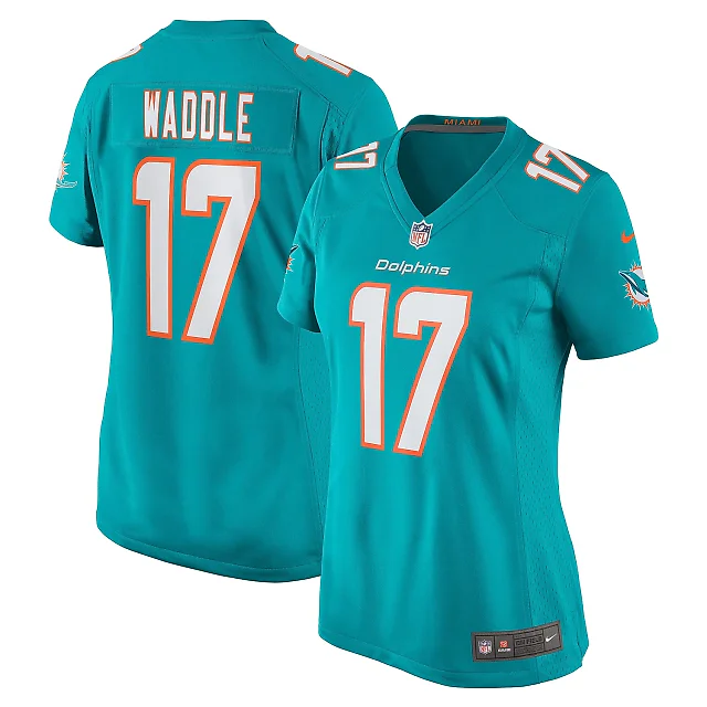 Zennovawear Women's Miami Dolphins Jaylen Waddle Aqua Game Player Jersey