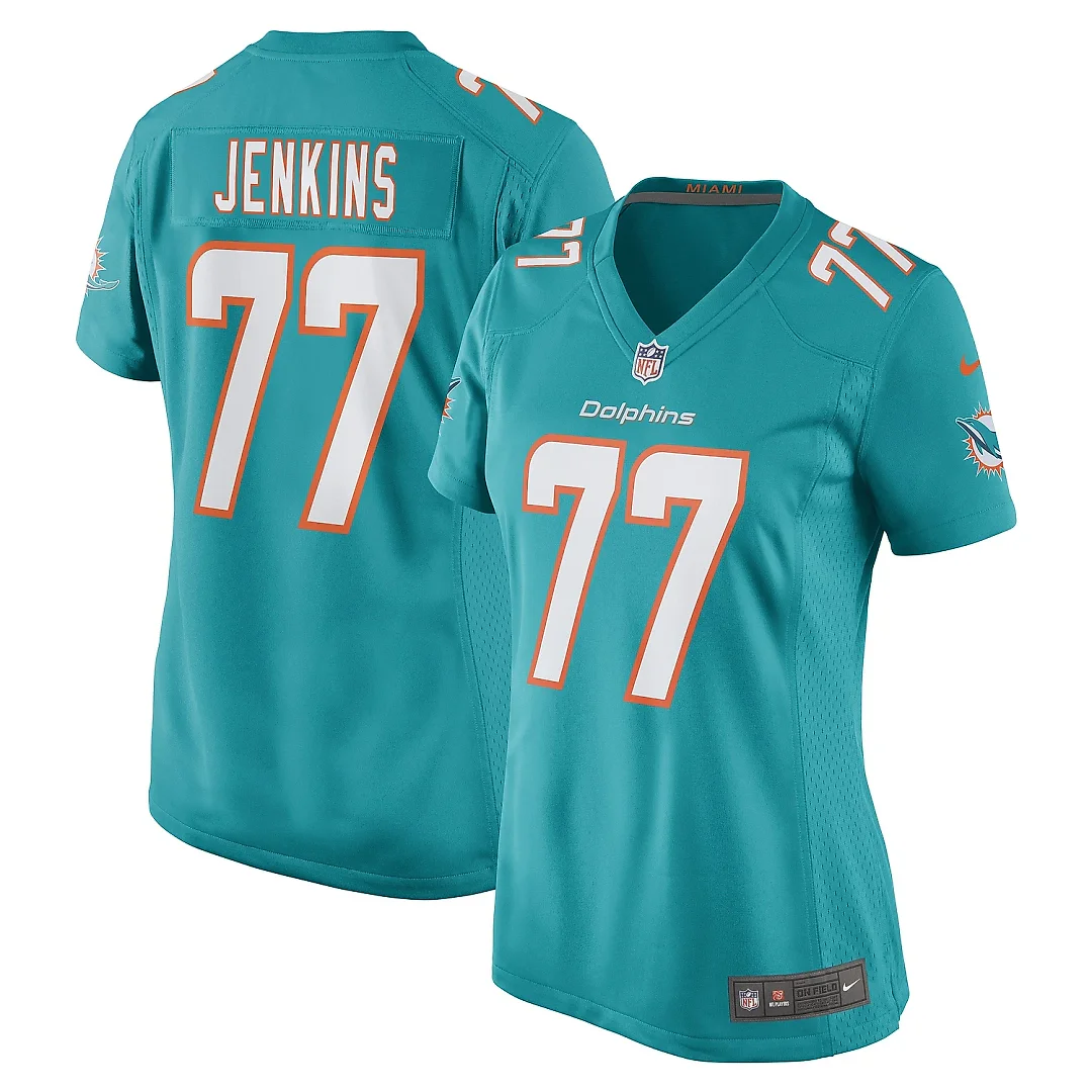 Zennovawear Women's Miami Dolphins John Jenkins Aqua Game Player Jersey