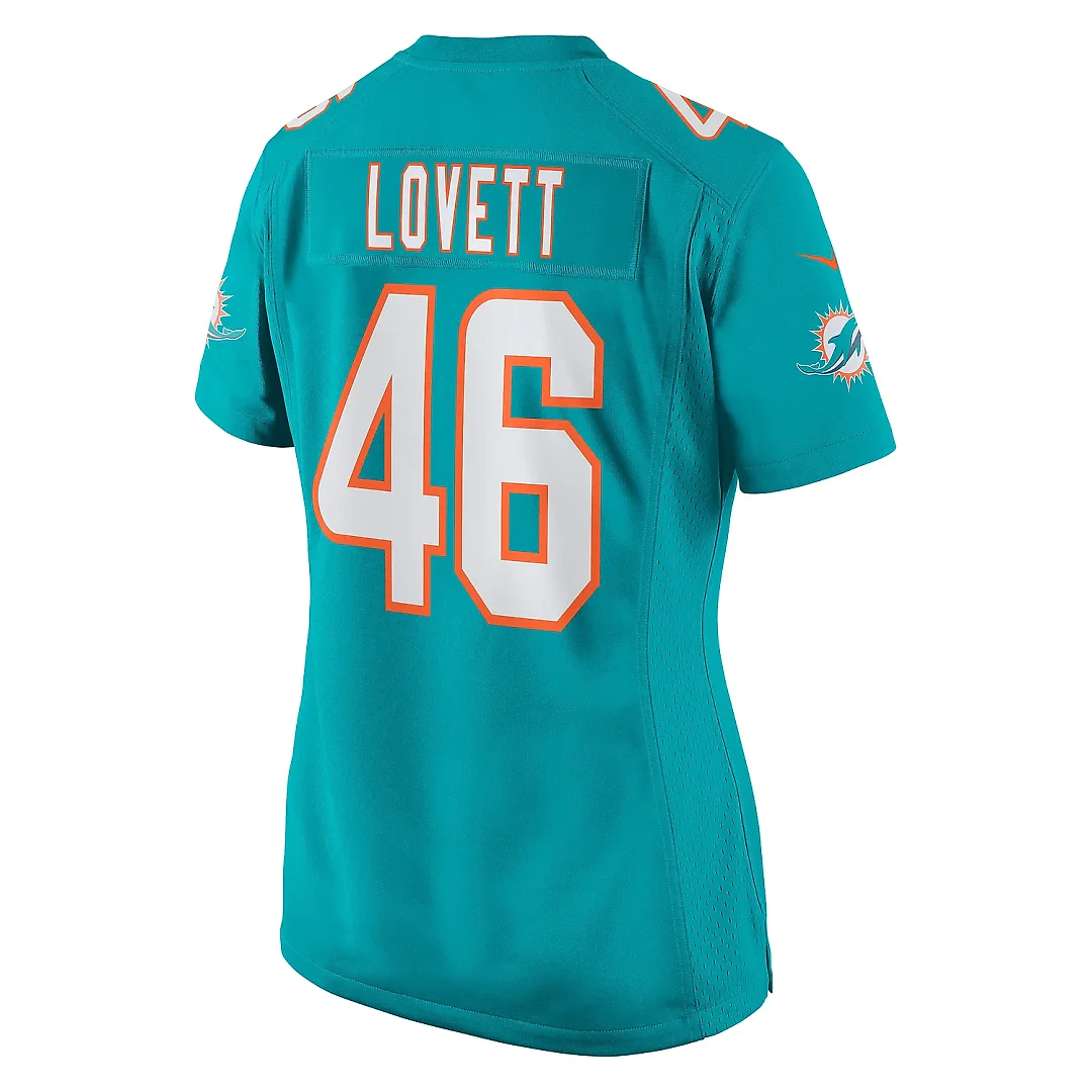 Zennovawear Women's Miami Dolphins John Lovett Aqua Game Player Jersey