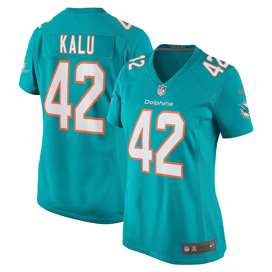 Zennovawear Women's Miami Dolphins Joshua Kalu Aqua Team Game Jersey