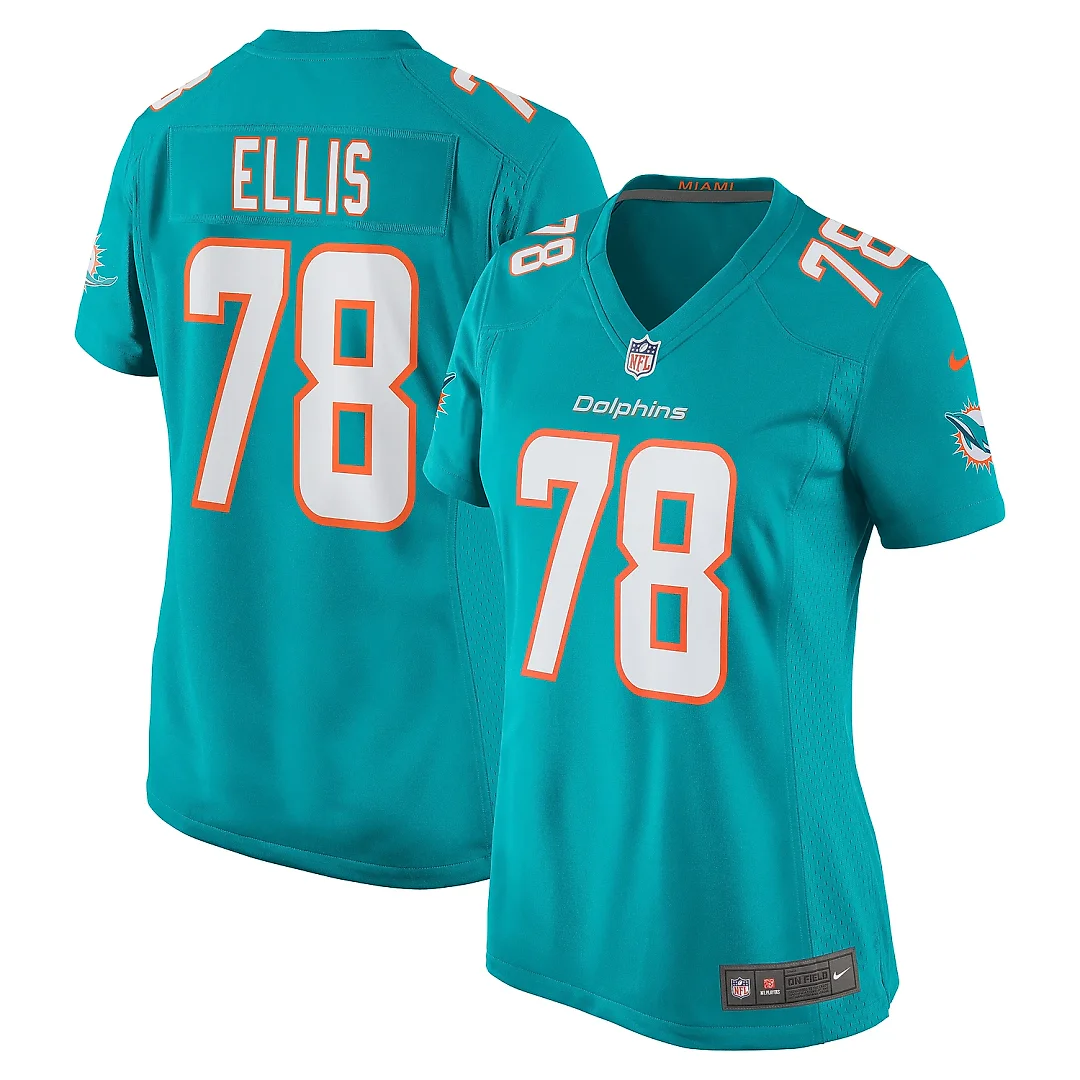 Zennovawear Women's Miami Dolphins Justin Ellis Aqua Game Jersey