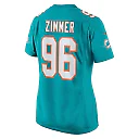 Zennovawear Women's Miami Dolphins Justin Zimmer Aqua Home Game Player Jersey