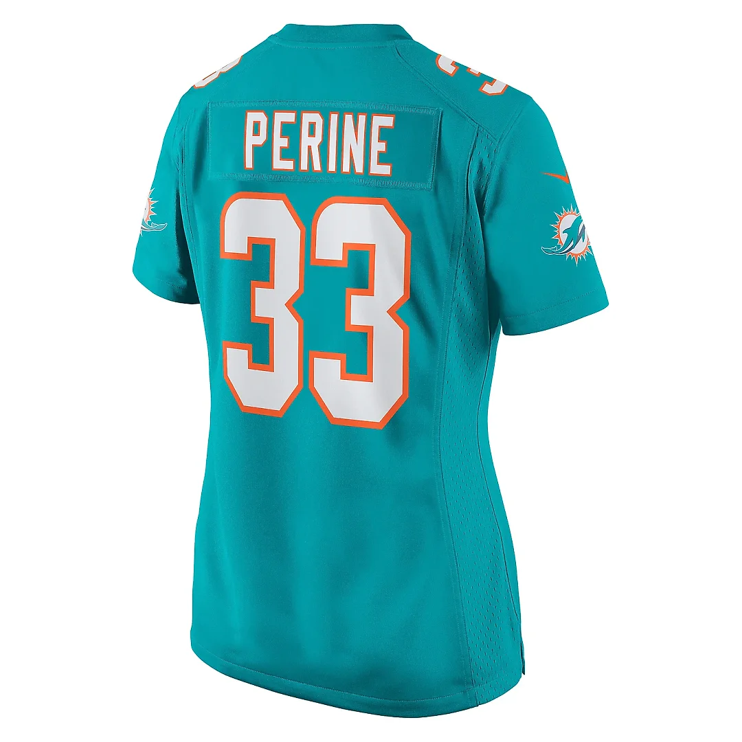 Zennovawear Women's Miami Dolphins Lamical Perine Aqua Home Game Player Jersey