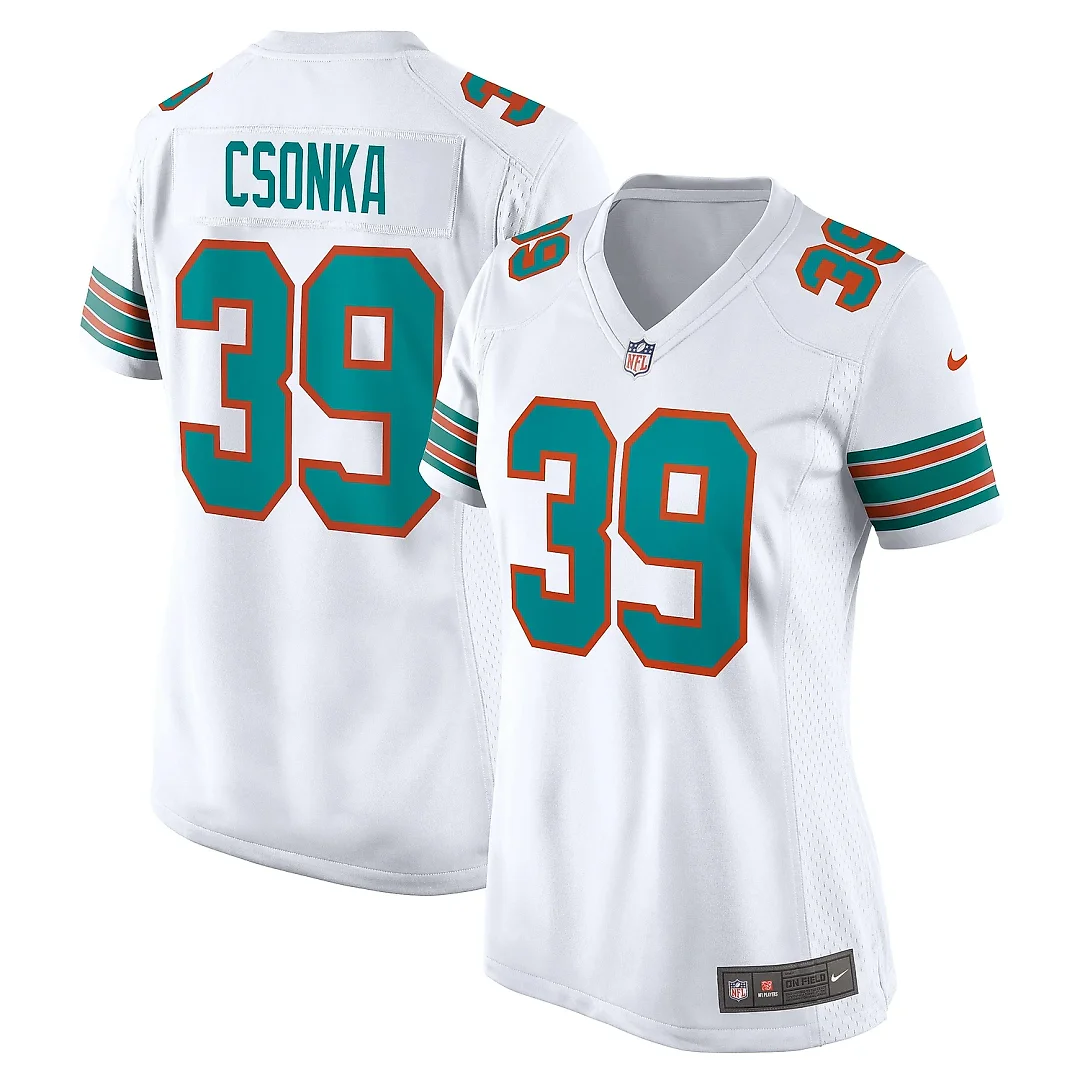 Zennovawear Women's Miami Dolphins Larry Csonka White Retired Player Jersey