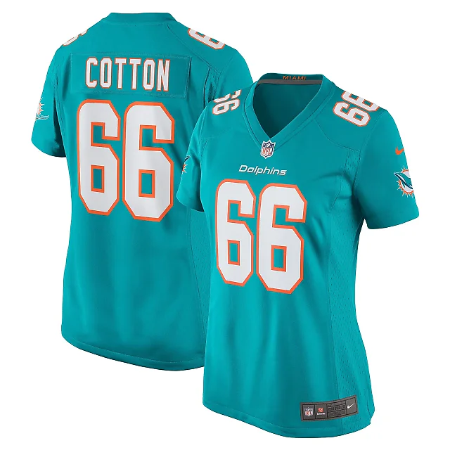 Zennovawear Women's Miami Dolphins Lester Cotton Sr. Aqua Home Game Player Jersey