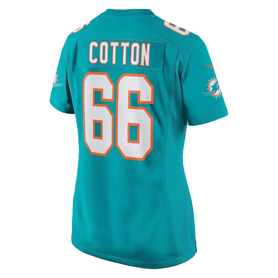 Zennovawear Women's Miami Dolphins Lester Cotton Sr. Aqua Home Game Player Jersey