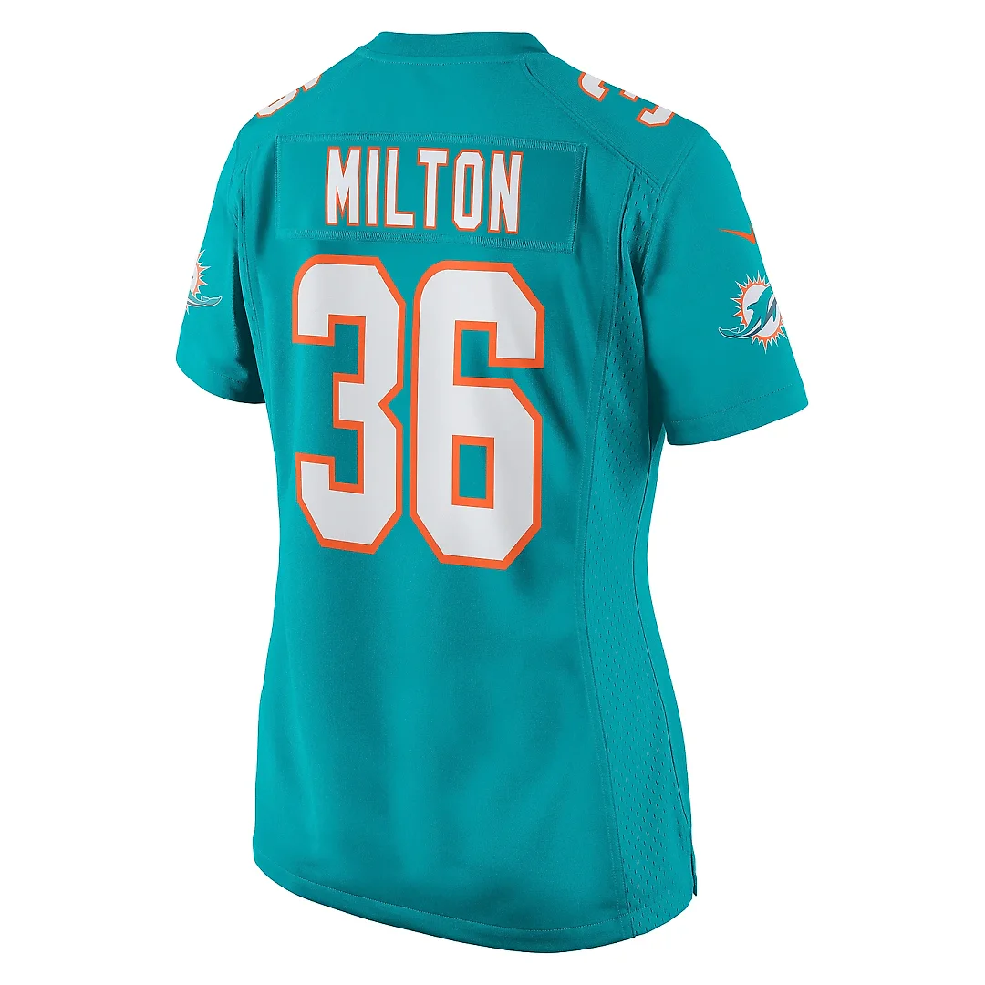 Zennovawear Women's Miami Dolphins Mark Milton Aqua Game Jersey
