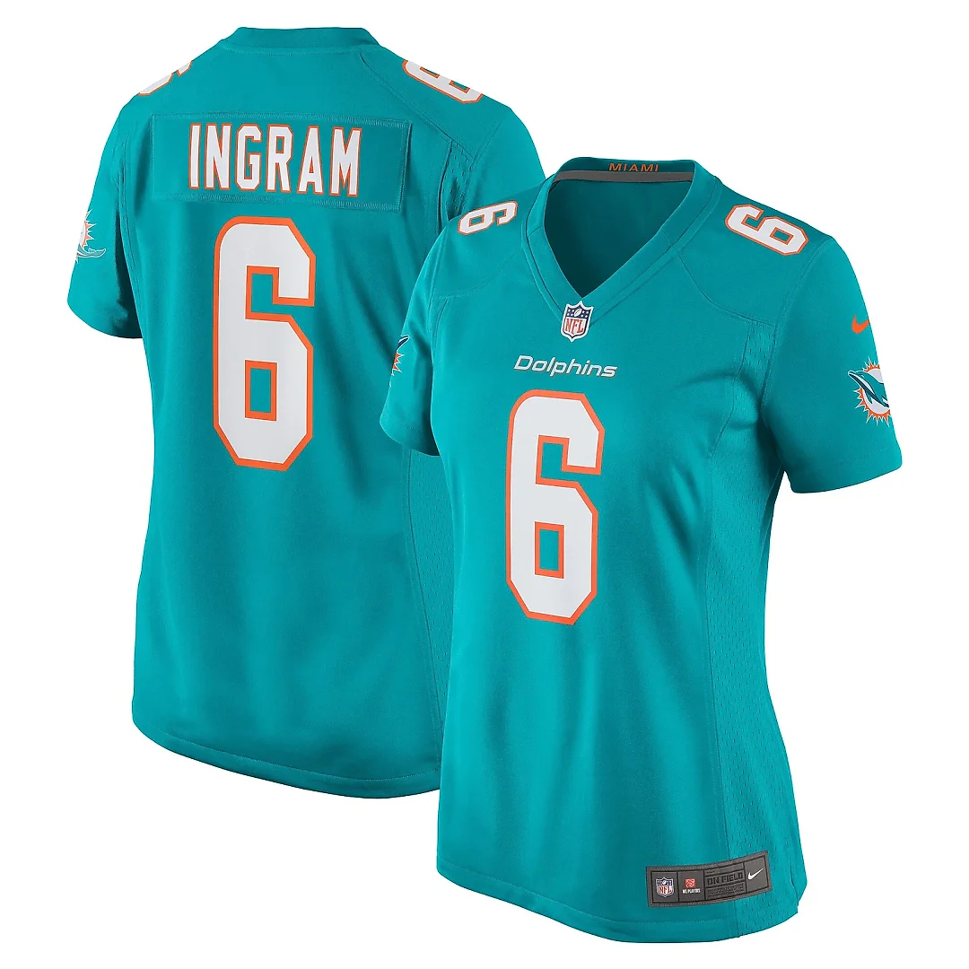 Zennovawear Women's Miami Dolphins Melvin Ingram Aqua Home Game Player Jersey