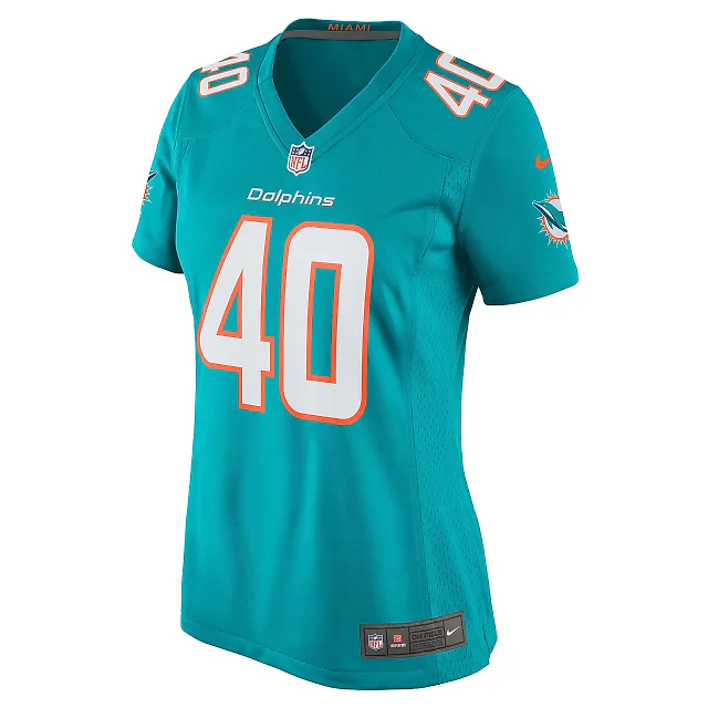 Zennovawear Women's Miami Dolphins Nik Needham Aqua Game Jersey
