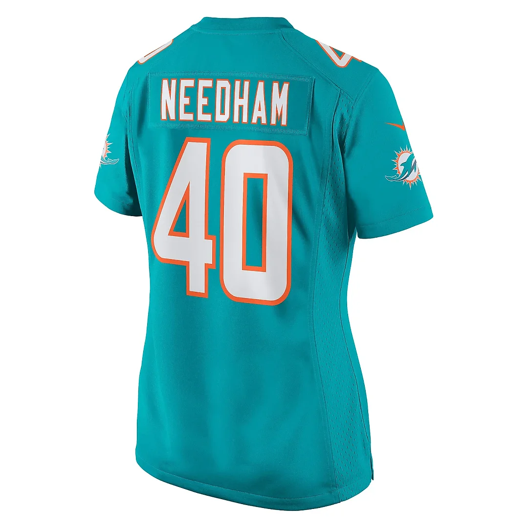Zennovawear Women's Miami Dolphins Nik Needham Aqua Game Jersey