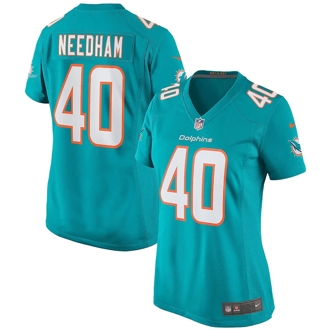 Zennovawear Women's Miami Dolphins Nik Needham Aqua Game Jersey