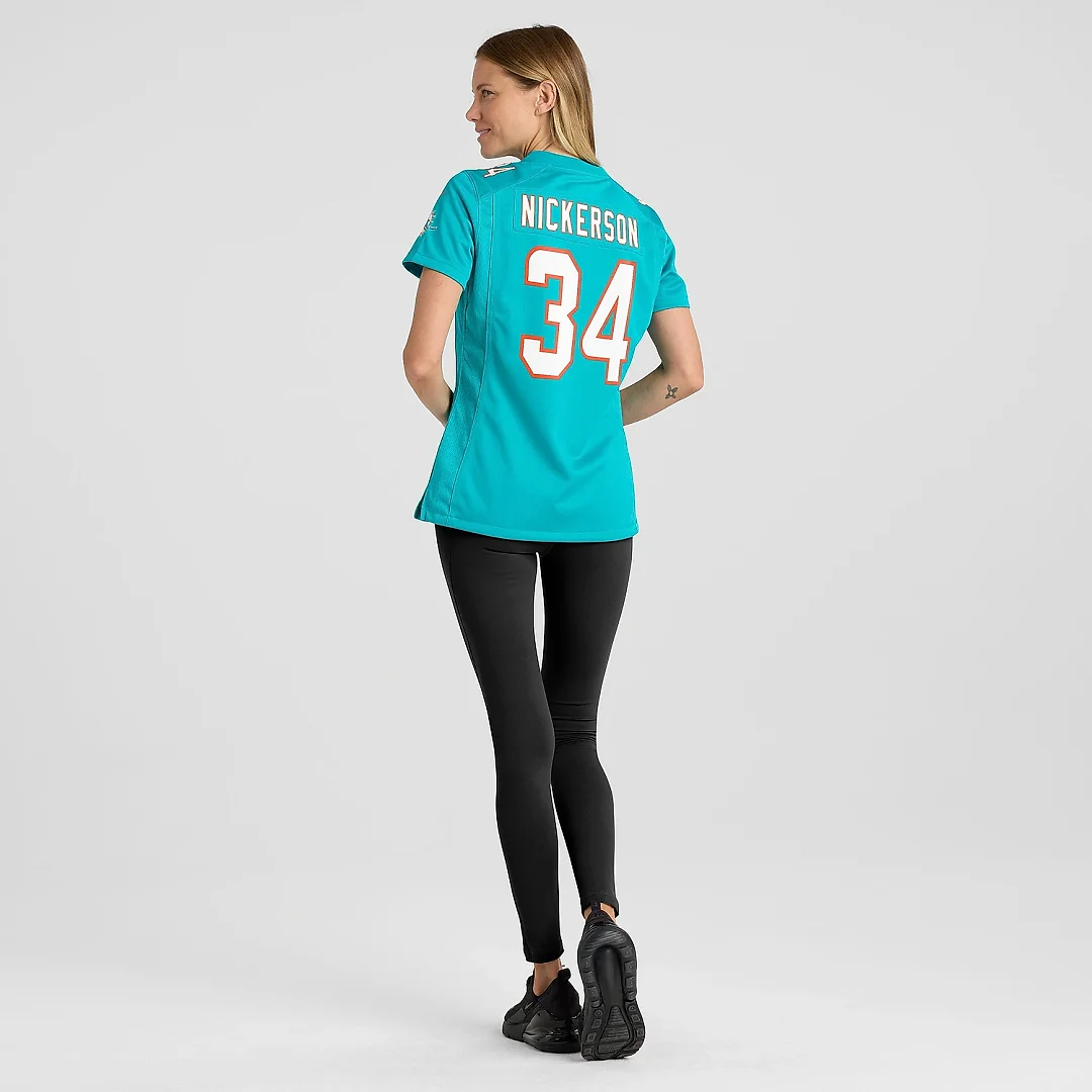 Zennovawear Women's Miami Dolphins Parry Nickerson Aqua Team Game Jersey