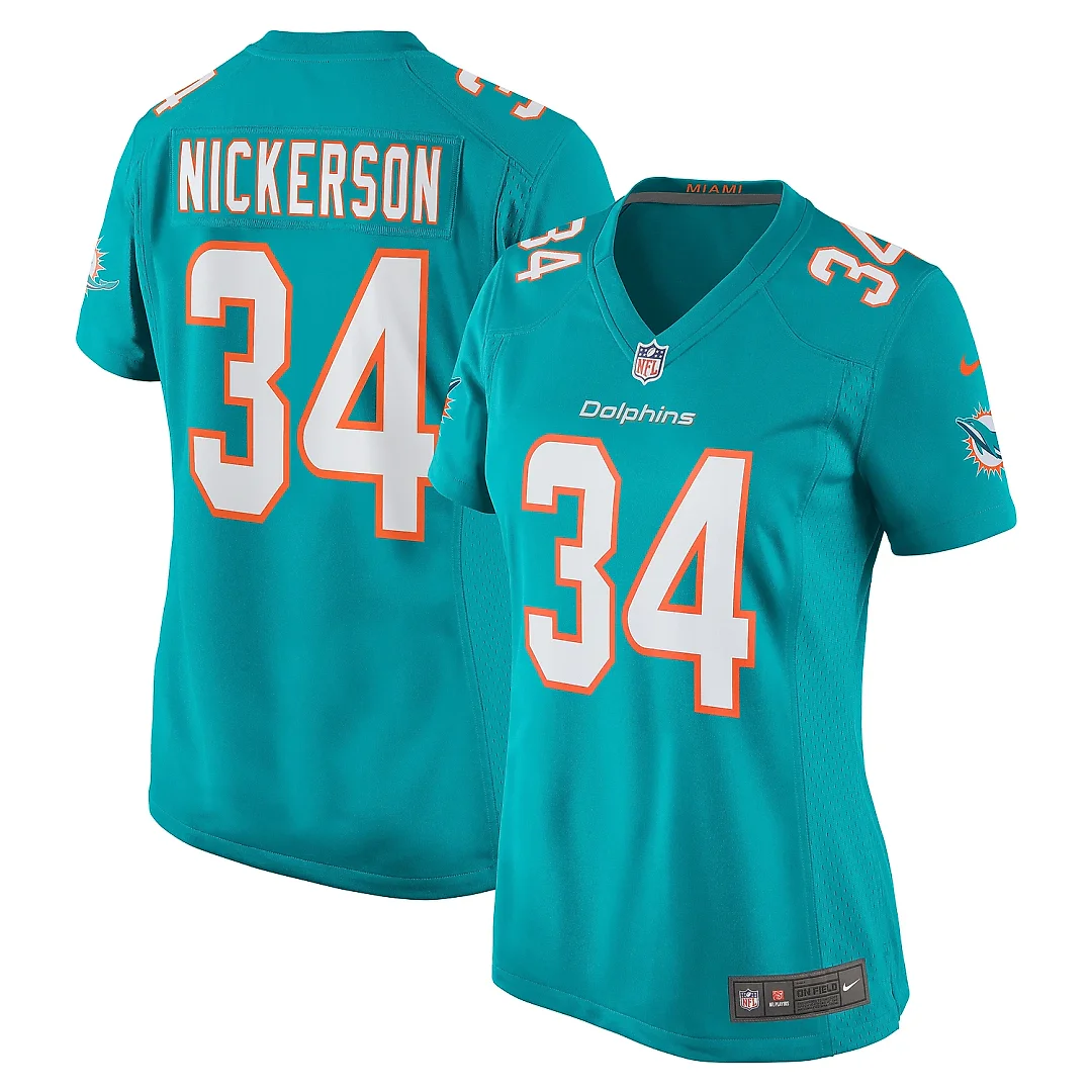 Zennovawear Women's Miami Dolphins Parry Nickerson Aqua Team Game Jersey