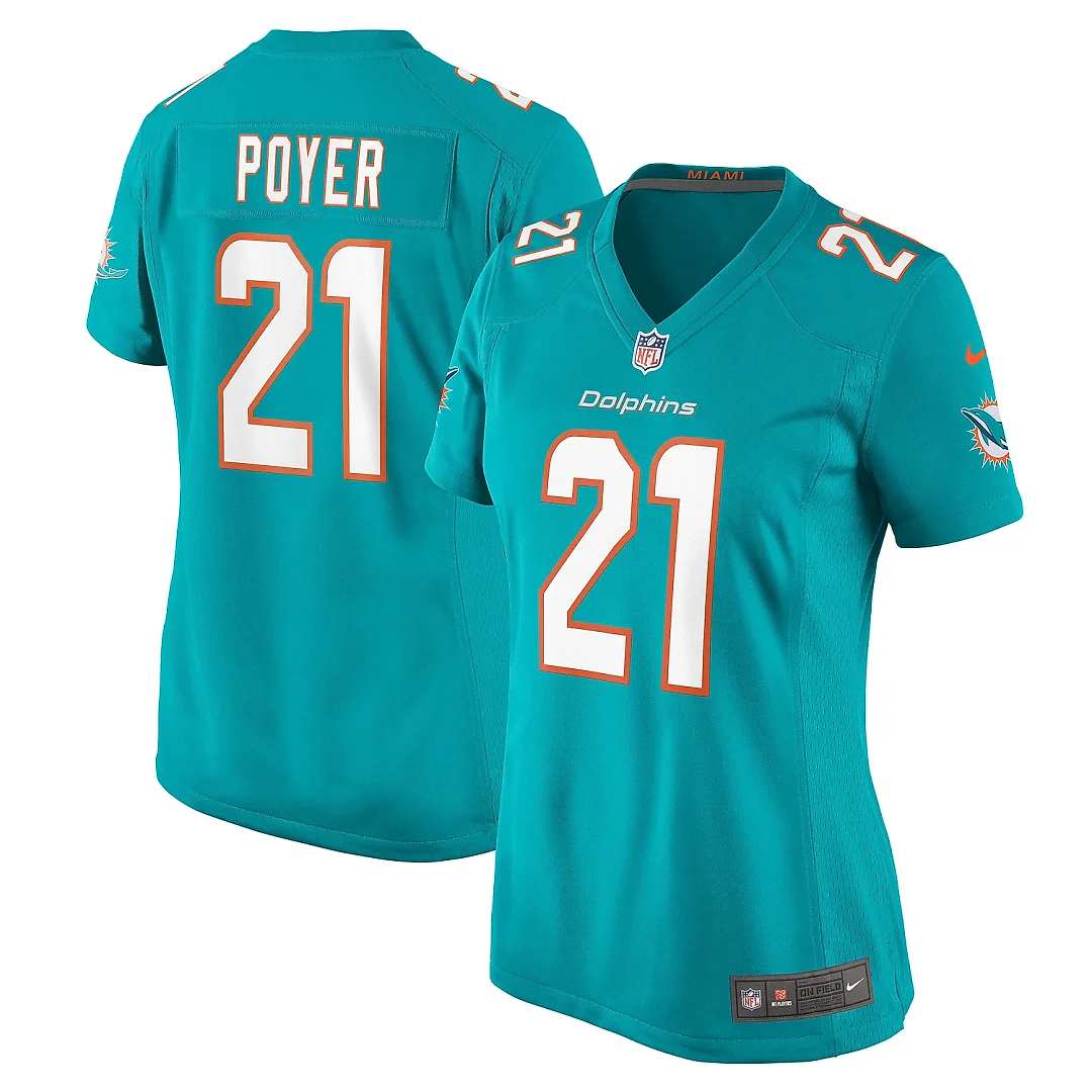 Zennovawear Women's Miami Dolphins Poyer Aqua Game Jersey