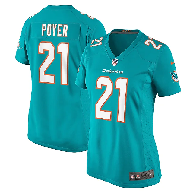 Zennovawear Women's Miami Dolphins Poyer Aqua Game Jersey