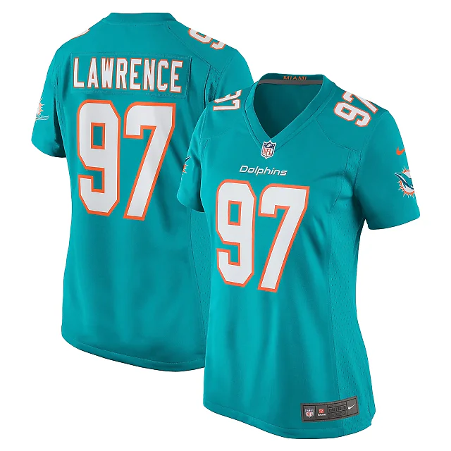 Zennovawear Women's Miami Dolphins Rashard Lawrence Aqua Team Game Jersey